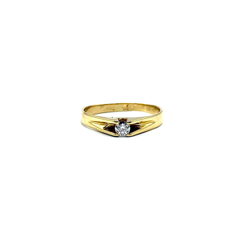 1190. Moderner goldener Solitärring mit Diamant