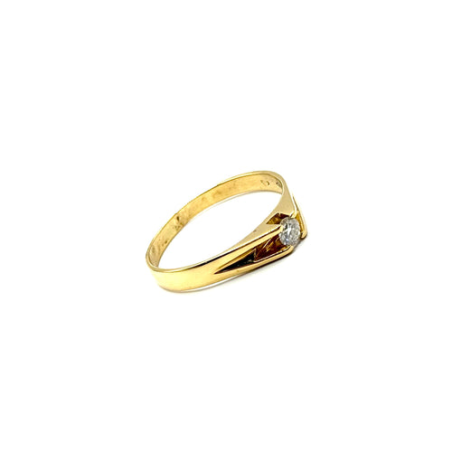 1190. Moderner goldener Solitärring mit Diamant