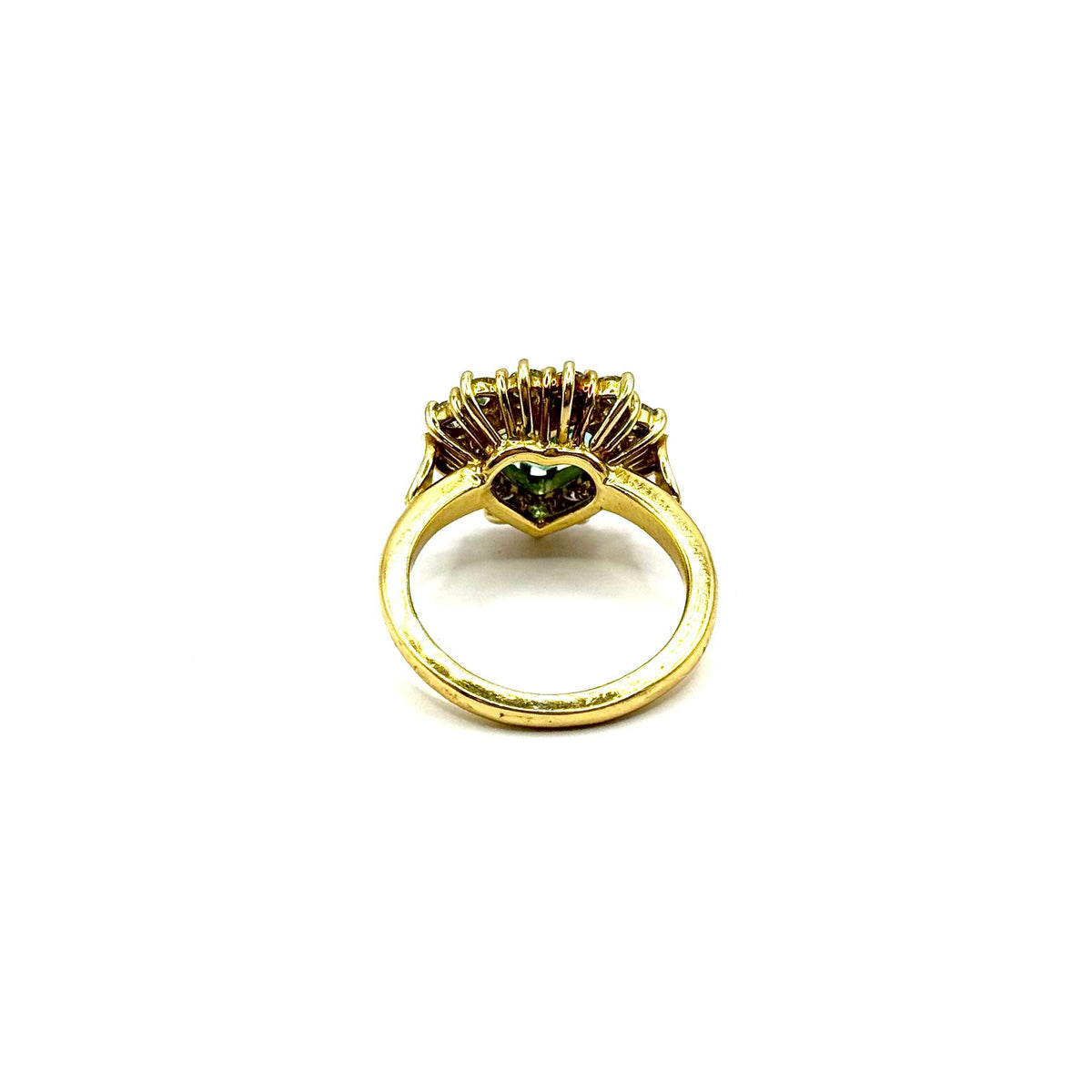 R295. Moderní zlatý prsten s diamantem a smaragdem