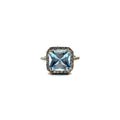BI29. Bague moderne en or blanc avec diamant et aigue-marine