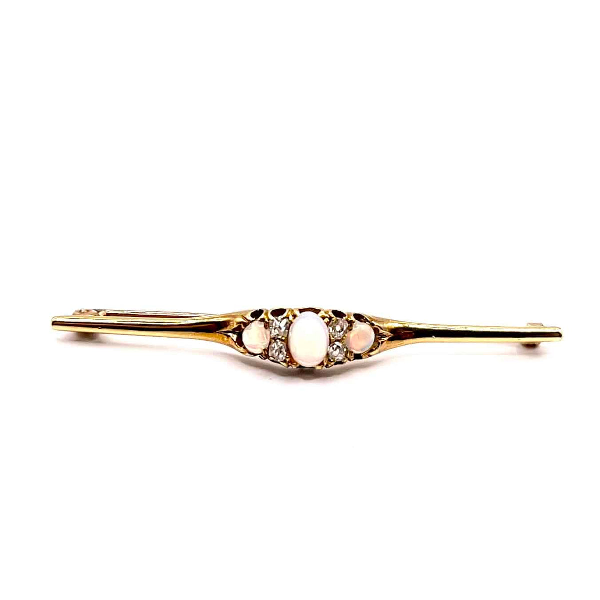 1019. Art-Déco-Goldbrosche mit edlem Opal und Diamant