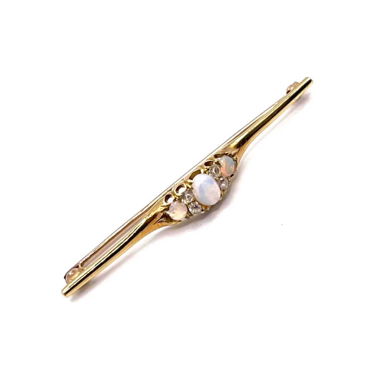 1019. Art-Déco-Goldbrosche mit edlem Opal und Diamant