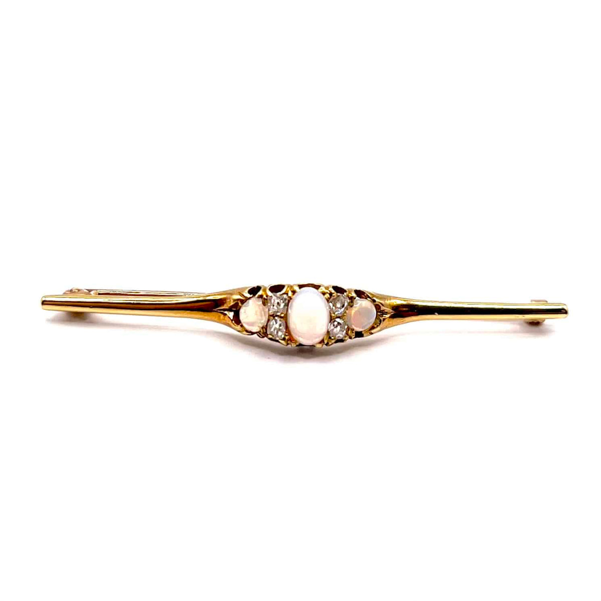 1019. Art-Déco-Goldbrosche mit edlem Opal und Diamant