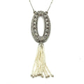 5126. Art Deco White Gold Necklace with Diamonds and Freshwater Pearl
