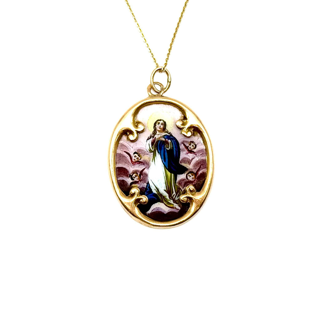 SF792/3. Enameled Mary Pendant