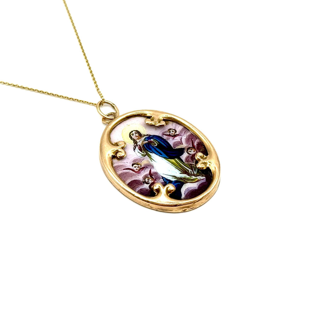SF792/3. Enameled Madonna Pendant