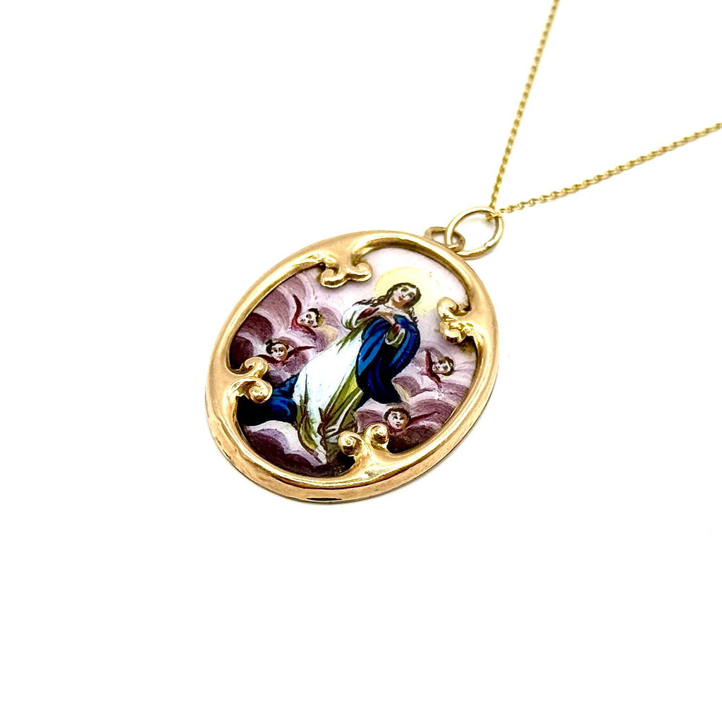 SF792/3. Enamel Madonna Pendant