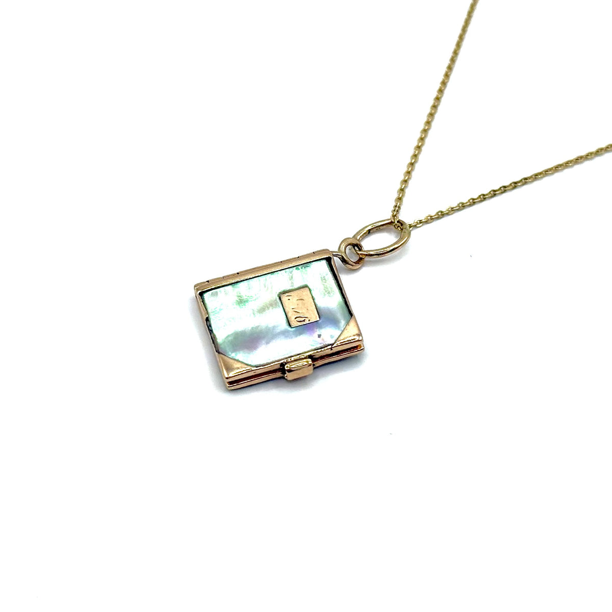 SF559. Art Deco Zlatý Přívěsek s Perleťovou