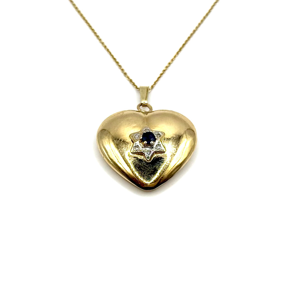 SF621. Pendentif Ancien en Or avec Diamant et Saphir