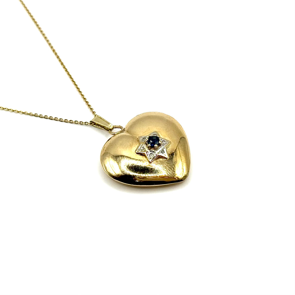SF621. Pendentif Ancien en Or avec Diamant et Saphir