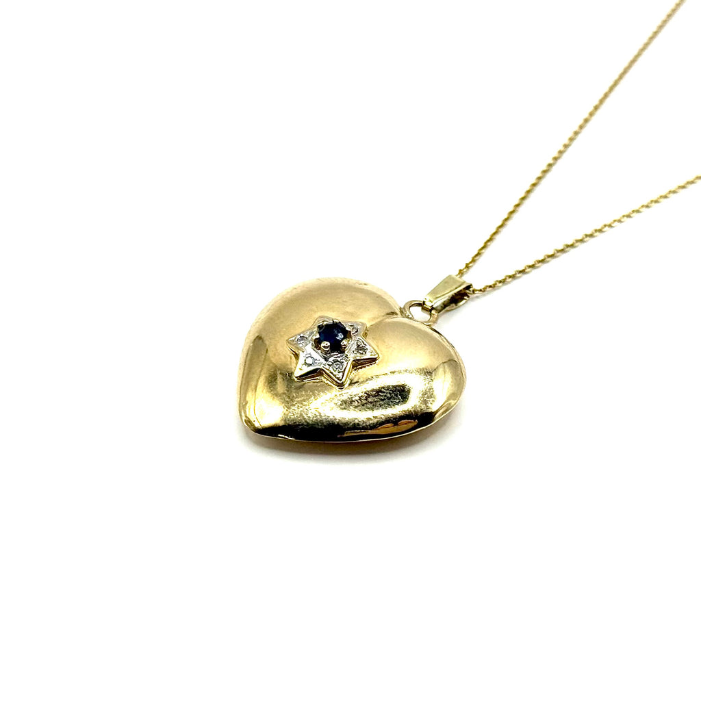 SF621. Pendentif Ancien en Or avec Diamant et Saphir
