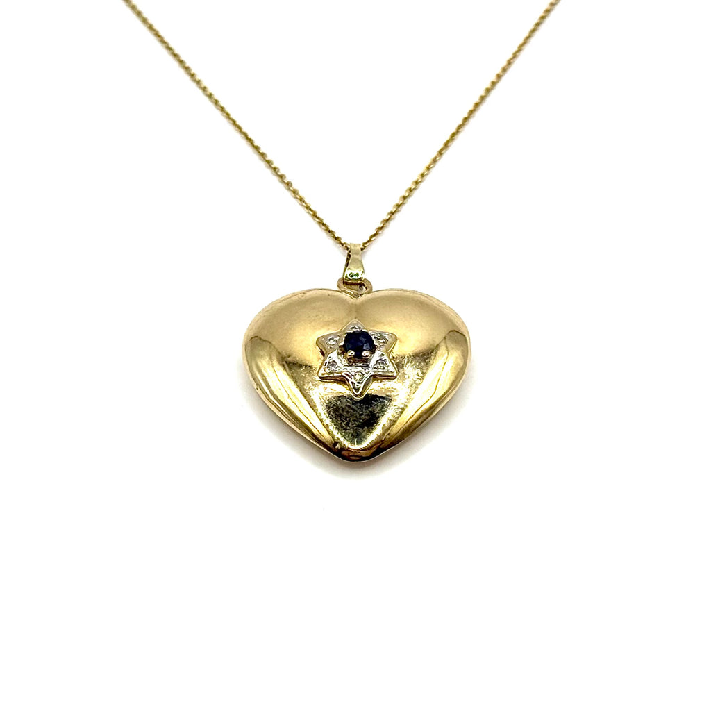 SF621. Pendentif Ancien en Or avec Diamant et Saphir