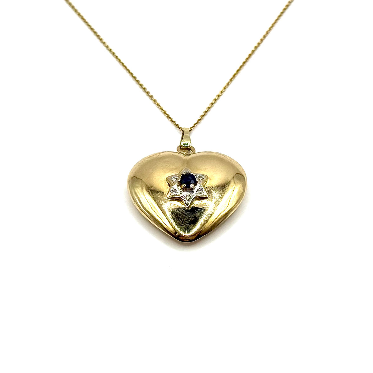 SF621. Pendentif Ancien en Or avec Diamant et Saphir