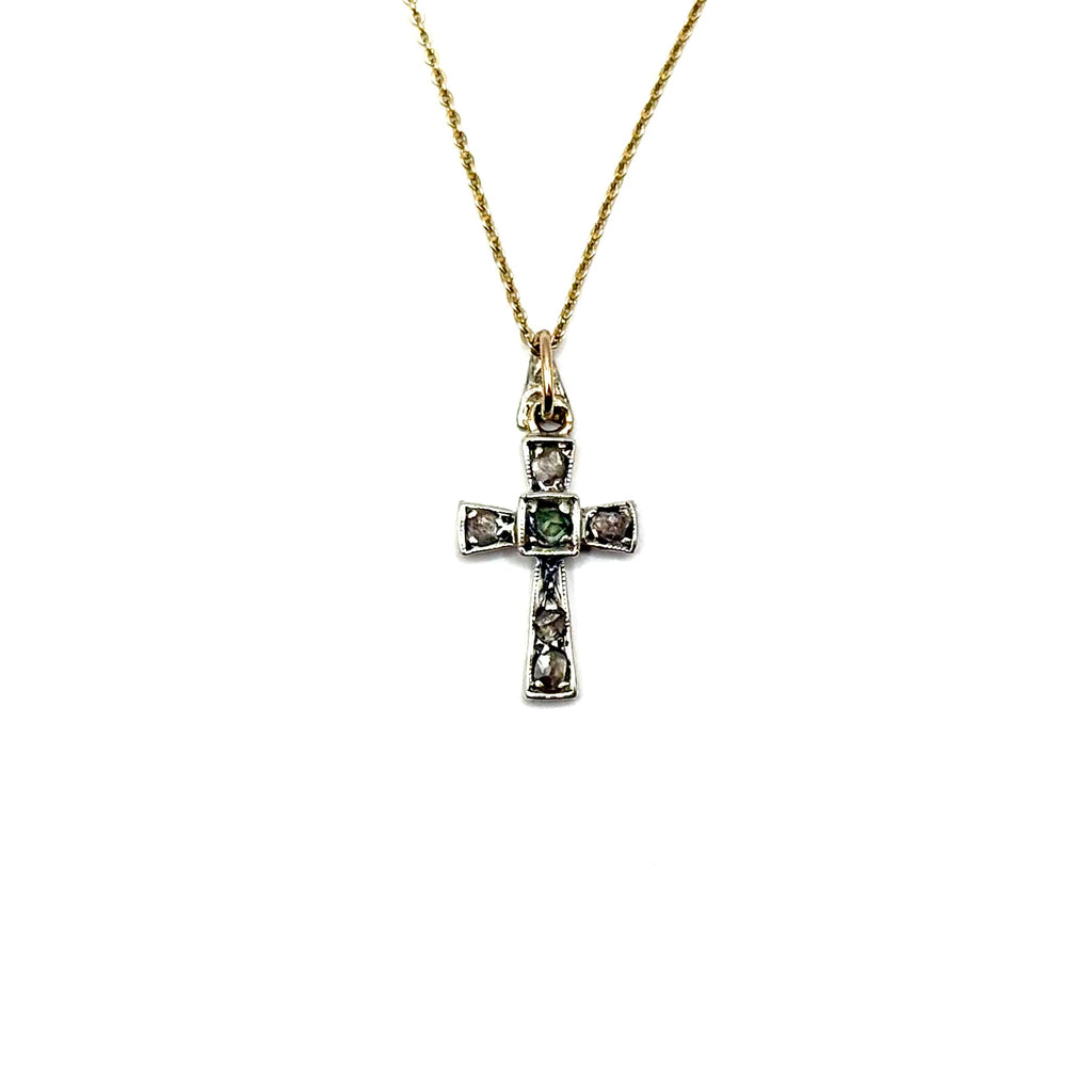 SF720/2. Art Deco Arany Kereszt Medál Gyémánttal
