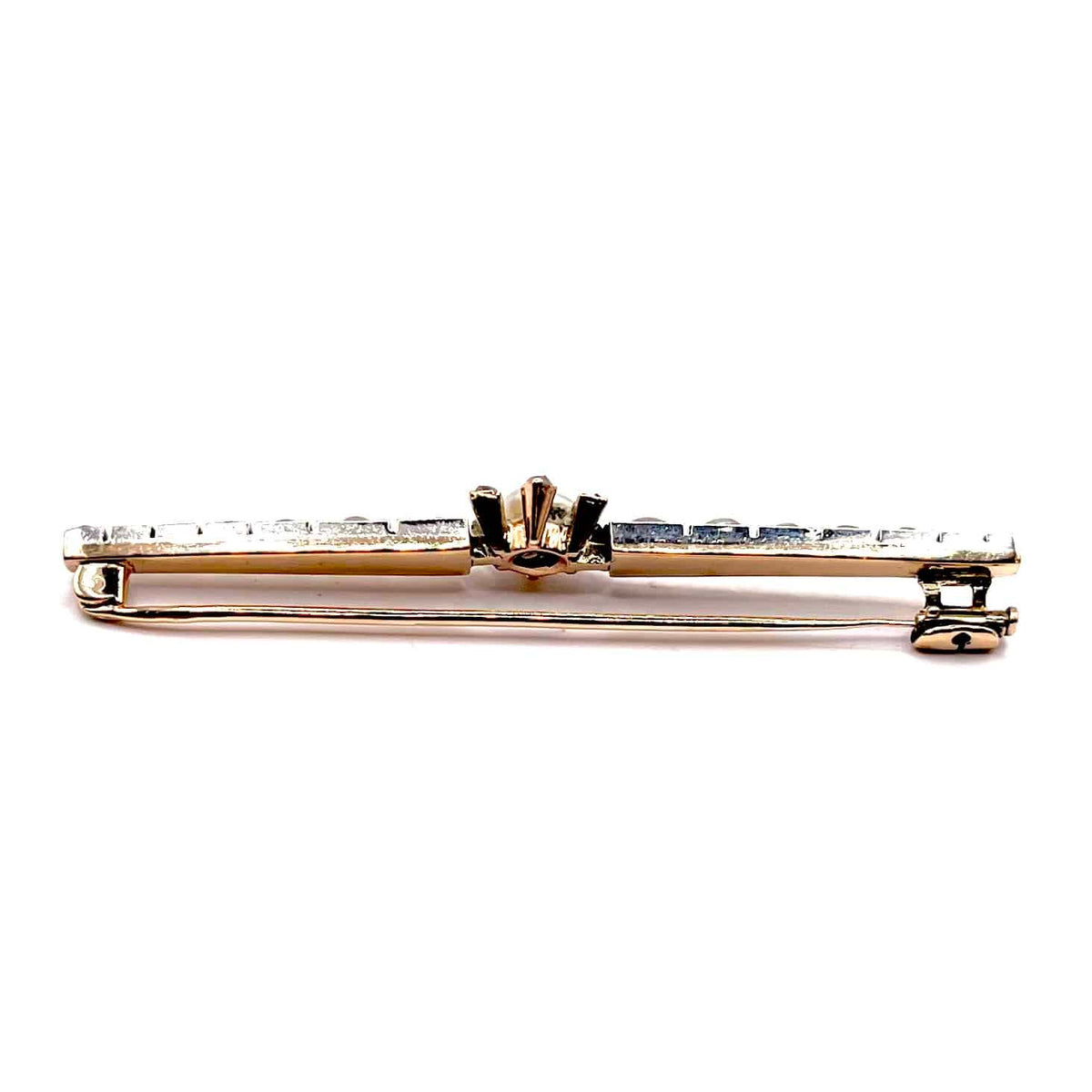 1262. Spilla Art Déco in Oro con Diamanti e Perle