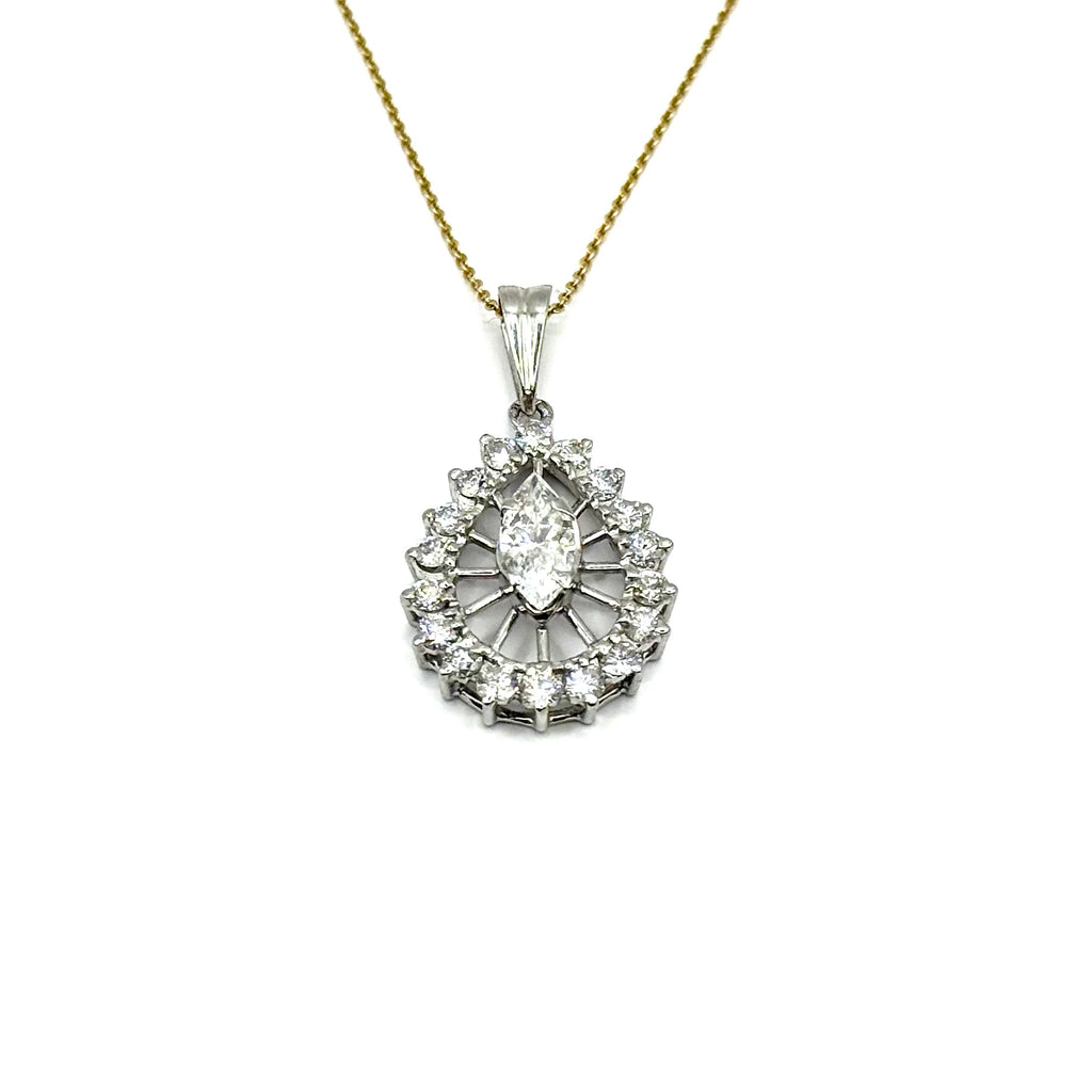 R327. Moderner Weissgoldanhänger mit Diamant