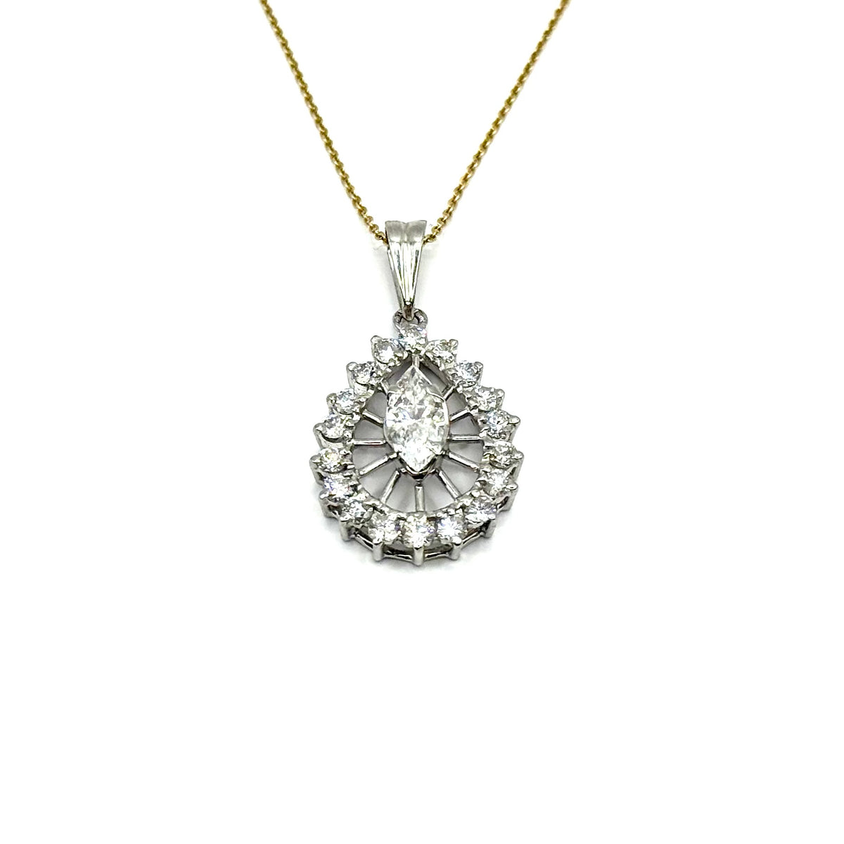 R327. Moderner Weissgoldanhänger mit Diamant