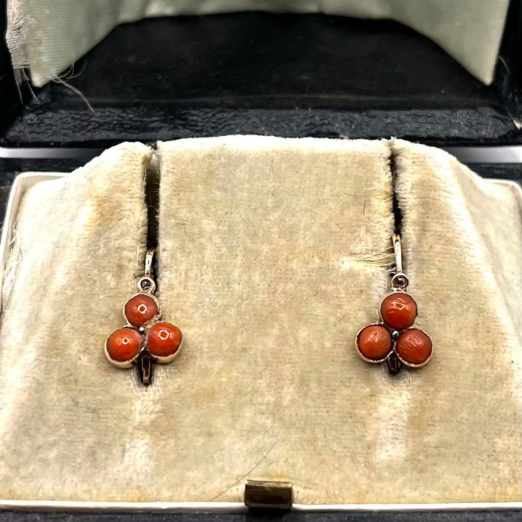 1171. Art Deco Arany Fülbevaló Korallal