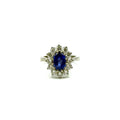 R279. Modern White Gold Ring with Diamond and Sapphire.