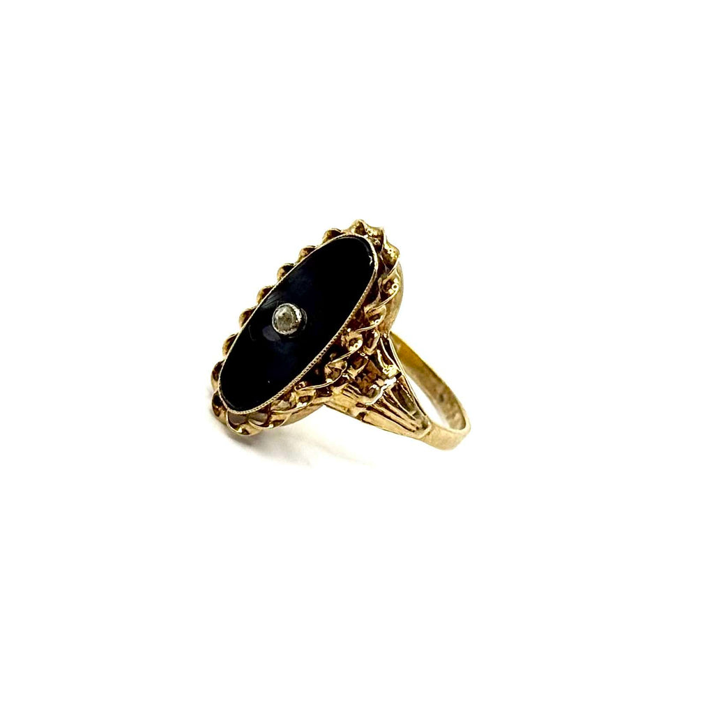 SF276 Art Deco Gold Ring with Onyx and Gemstone