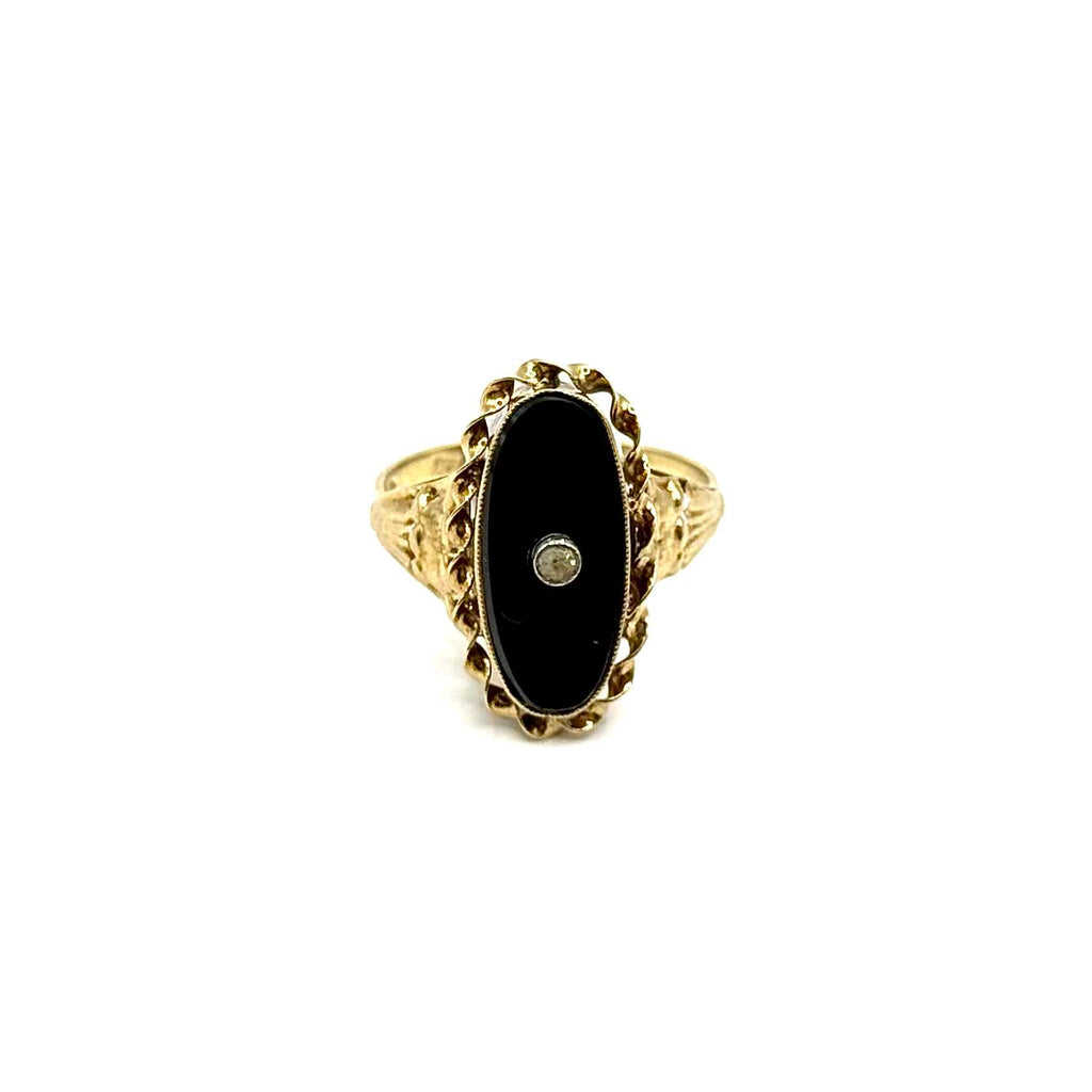 SF276 Art Deco Gold Ring with Onyx and Gemstone