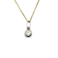 SF876. Moderno colgante de botón en oro blanco con diamante