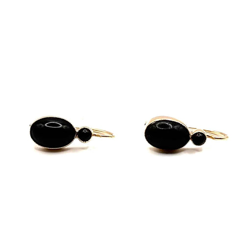 1390. Pendientes de oro Art Decó con azabache