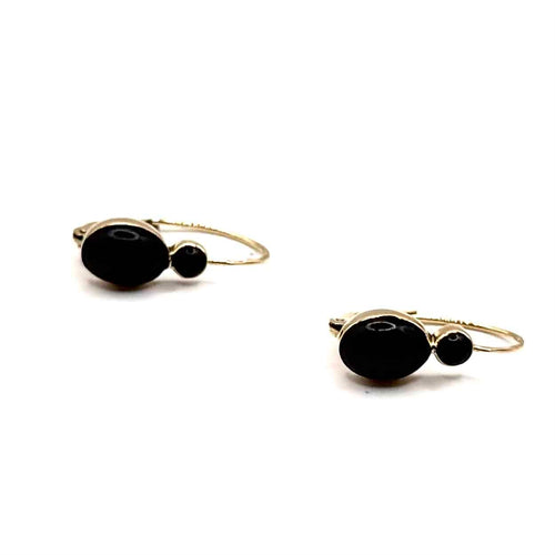 1392. Pendientes de Oro Art Déco con Azabache