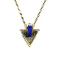 SF601. Vintage Złoty Naszyjnik z Diamentem i Lapis Lazuli