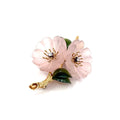 SF1046. Vintage Floral Gold Brooch with Diamond, Rock Crystal, and Nephrite