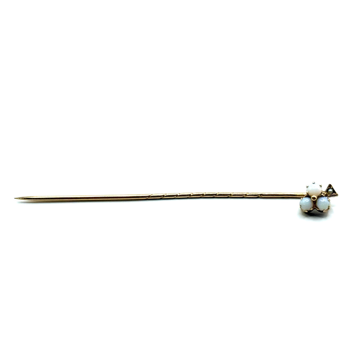 SF675. Antique gold brooch with glass opal and pearl.