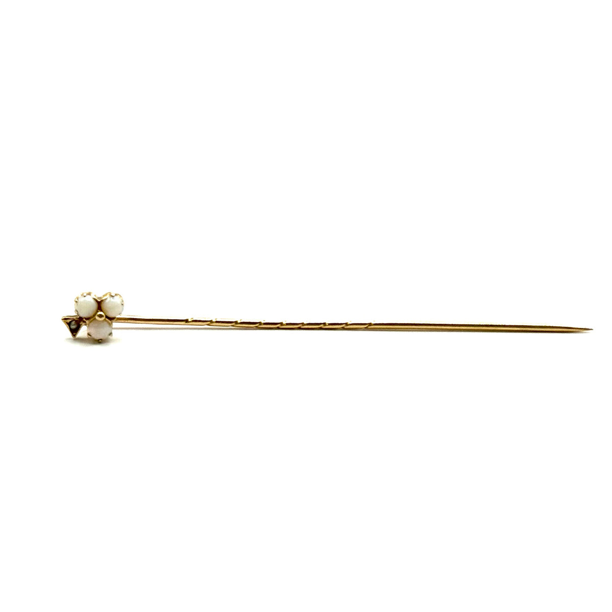 SF675. Antique gold brooch with glass opal and pearl.