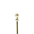 SF679. Antique Gold Brooch with Diamond and Freshwater Pearl.