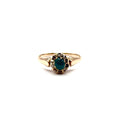 SF1102. Anillo de oro antiguo con diamante y turquesa.