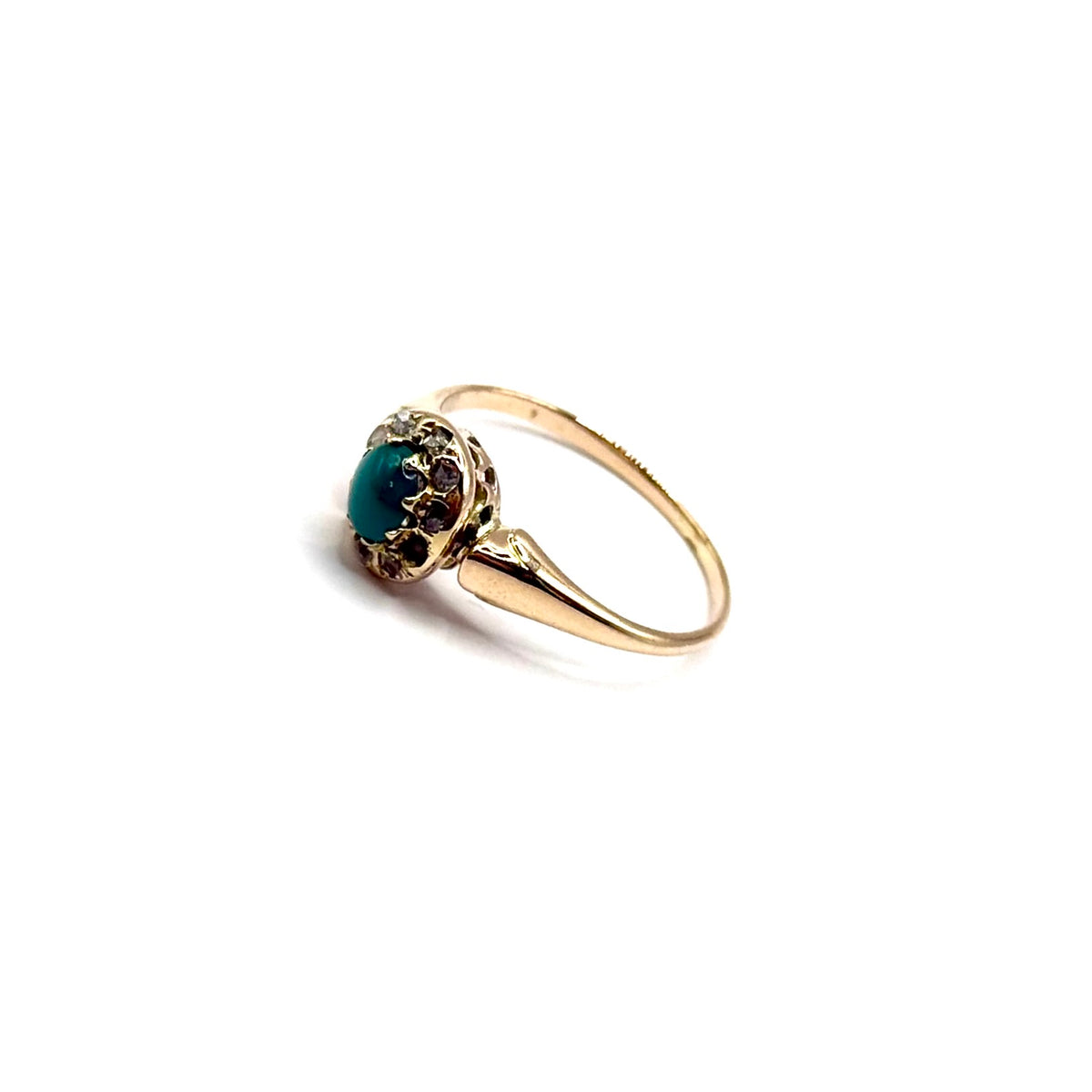 SF1102. Anillo de oro antiguo con diamante y turquesa.