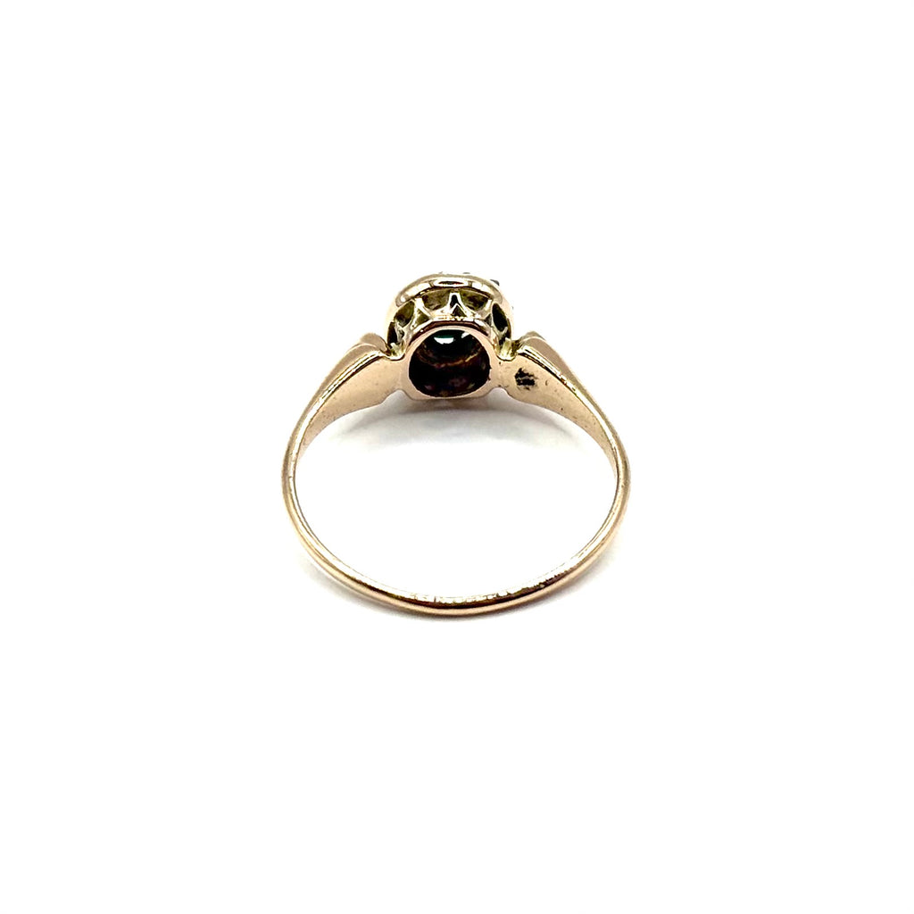 SF1102. Anillo de oro antiguo con diamante y turquesa.