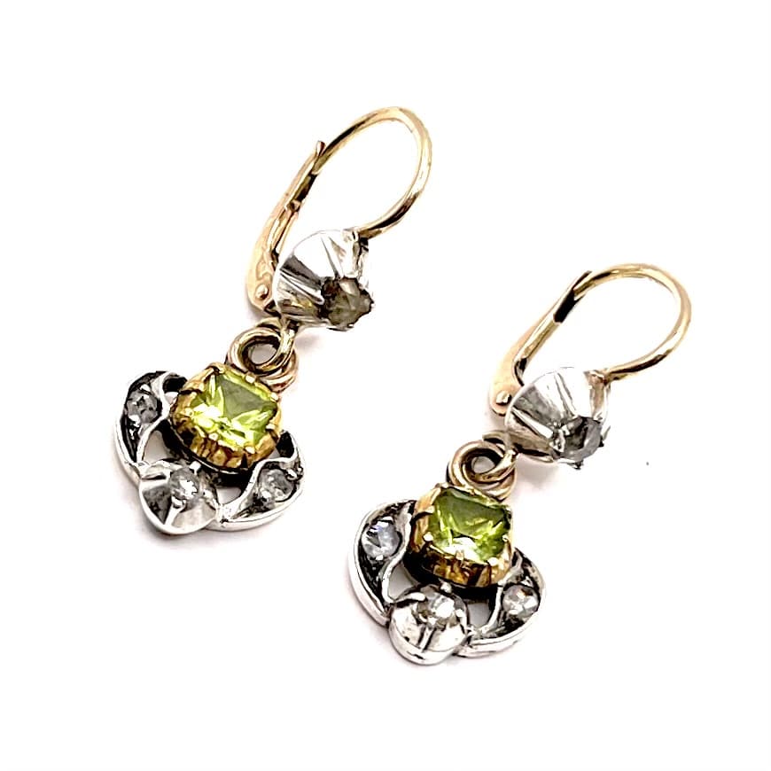 0673. Régi Arany Fülbevaló Olivinnel (Peridot)
