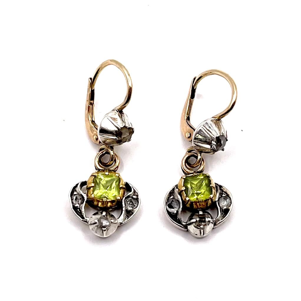 0673. Régi Arany Fülbevaló Olivinnel (Peridot)