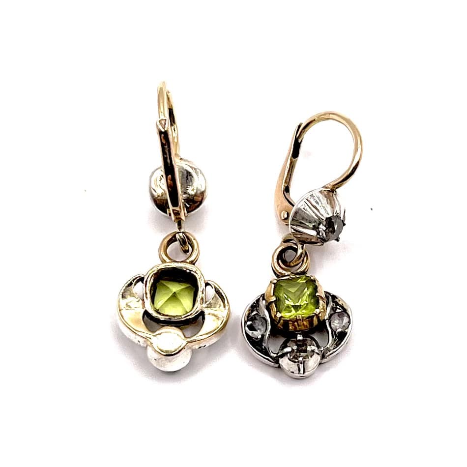 0673. Régi Arany Fülbevaló Olivinnel (Peridot)