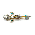 5115. Antique Gold Brooch with Diamond and Turquoise