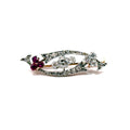 5153. Art Deco Gold Brooch with Diamond and Ruby