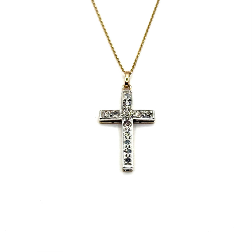 5119. Art Deco Gold Cross Pendant with Diamond