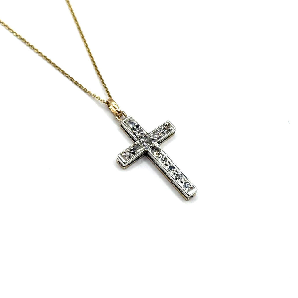 5119. Colgante de Cruz de Oro Art Decó con Diamantes