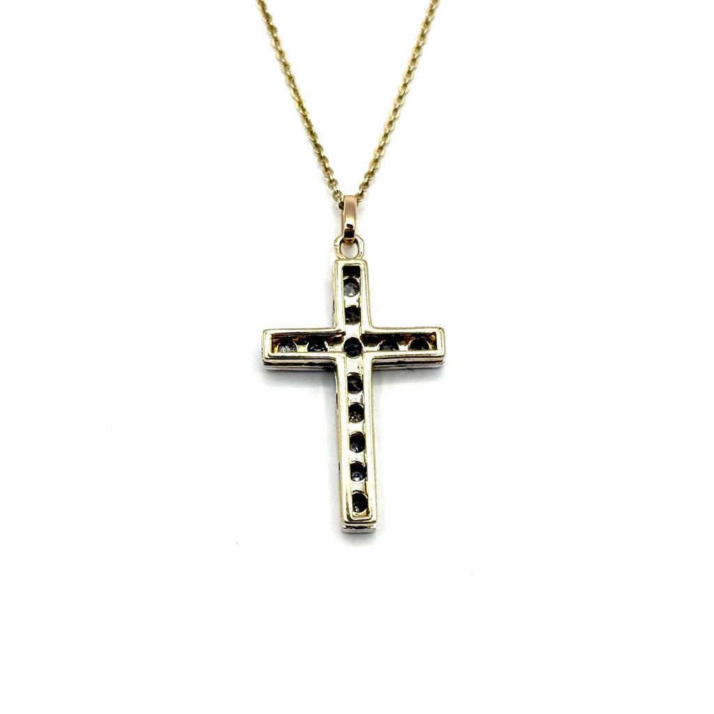 5119. Art Deco Gold Cross Pendant with Diamond