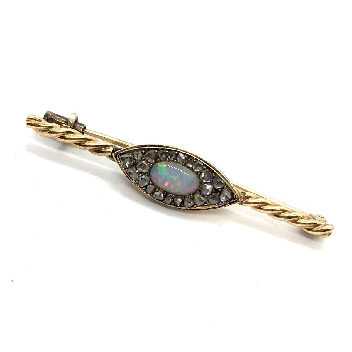 SF375 Art Deco Goldbrosche mit Diamant und Edeloqal