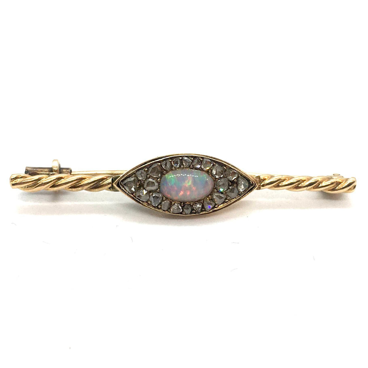 SF375 Art Deco Goldbrosche mit Diamant und Edeloqal