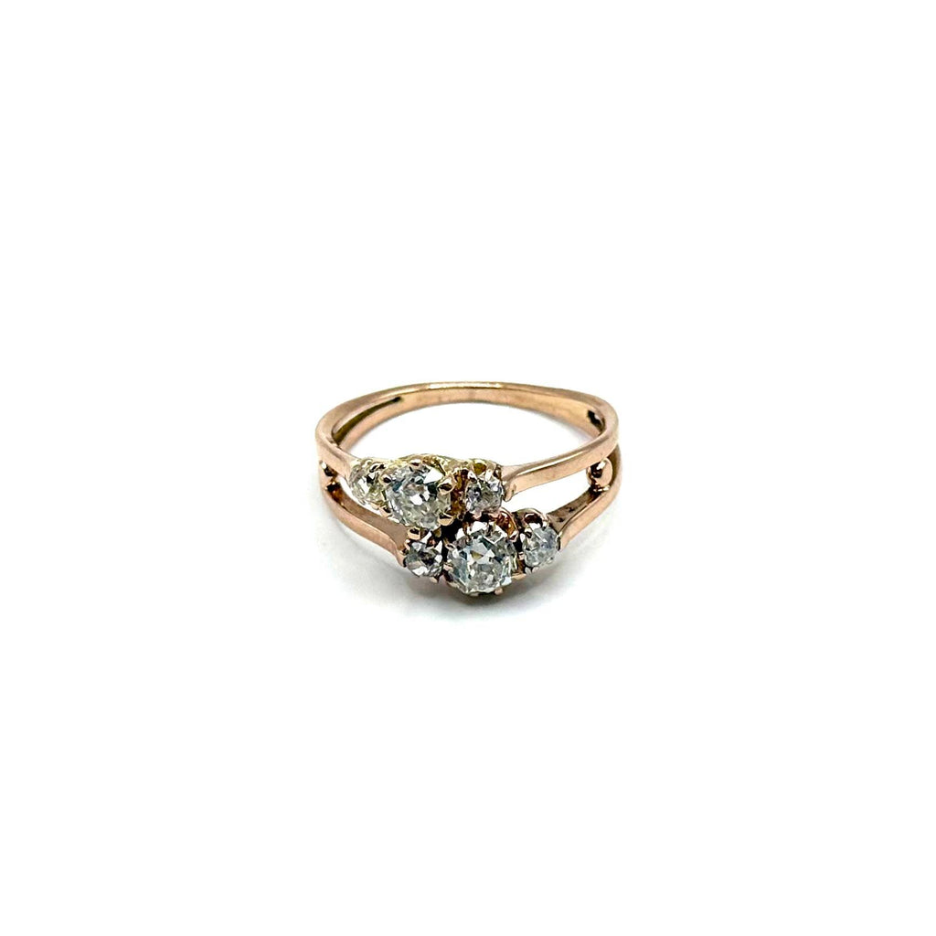 5035. Art Deco Rose Gold Ring with Diamond