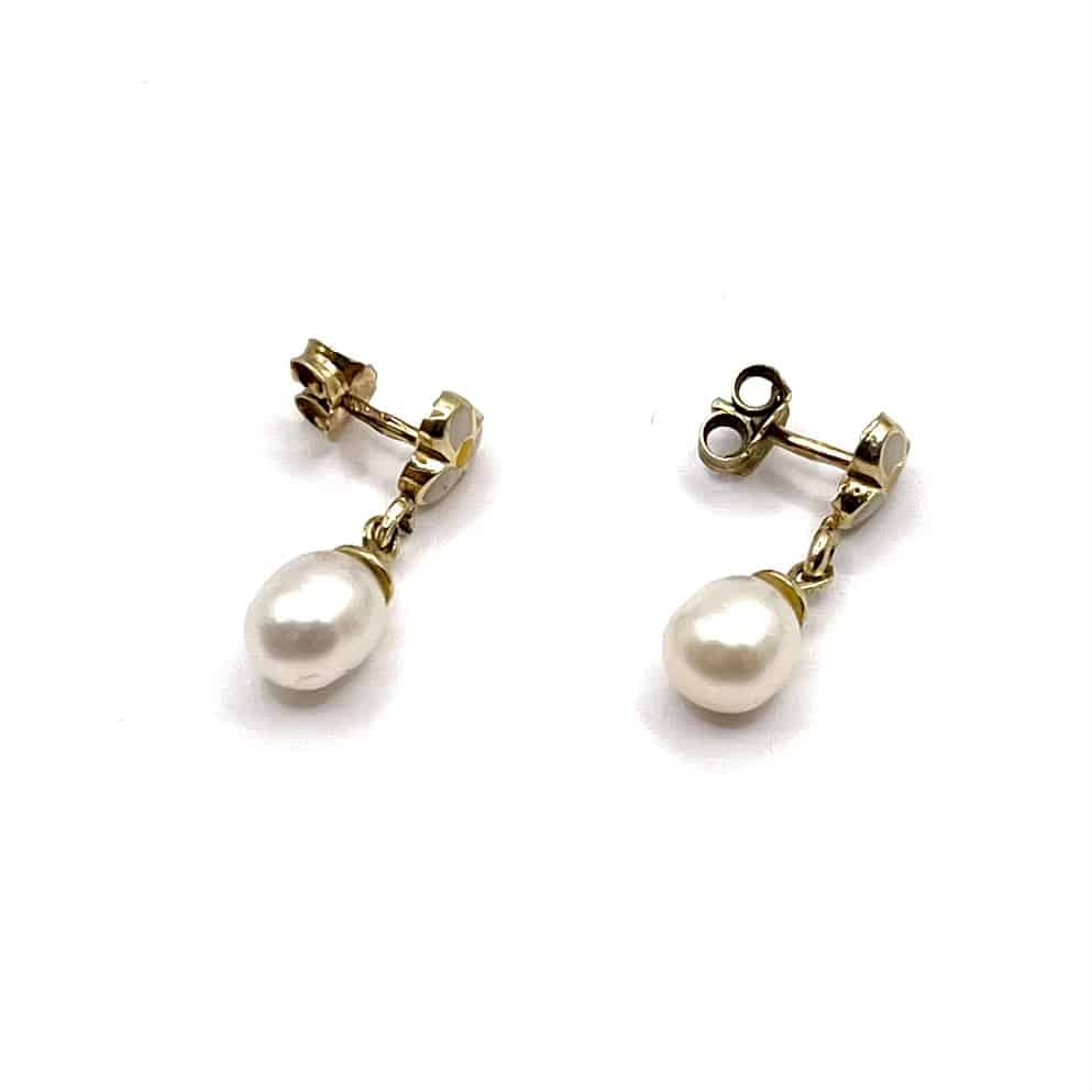 0190. Stiftes Kislány Fülbevaló Gyönggyel és Zománccal