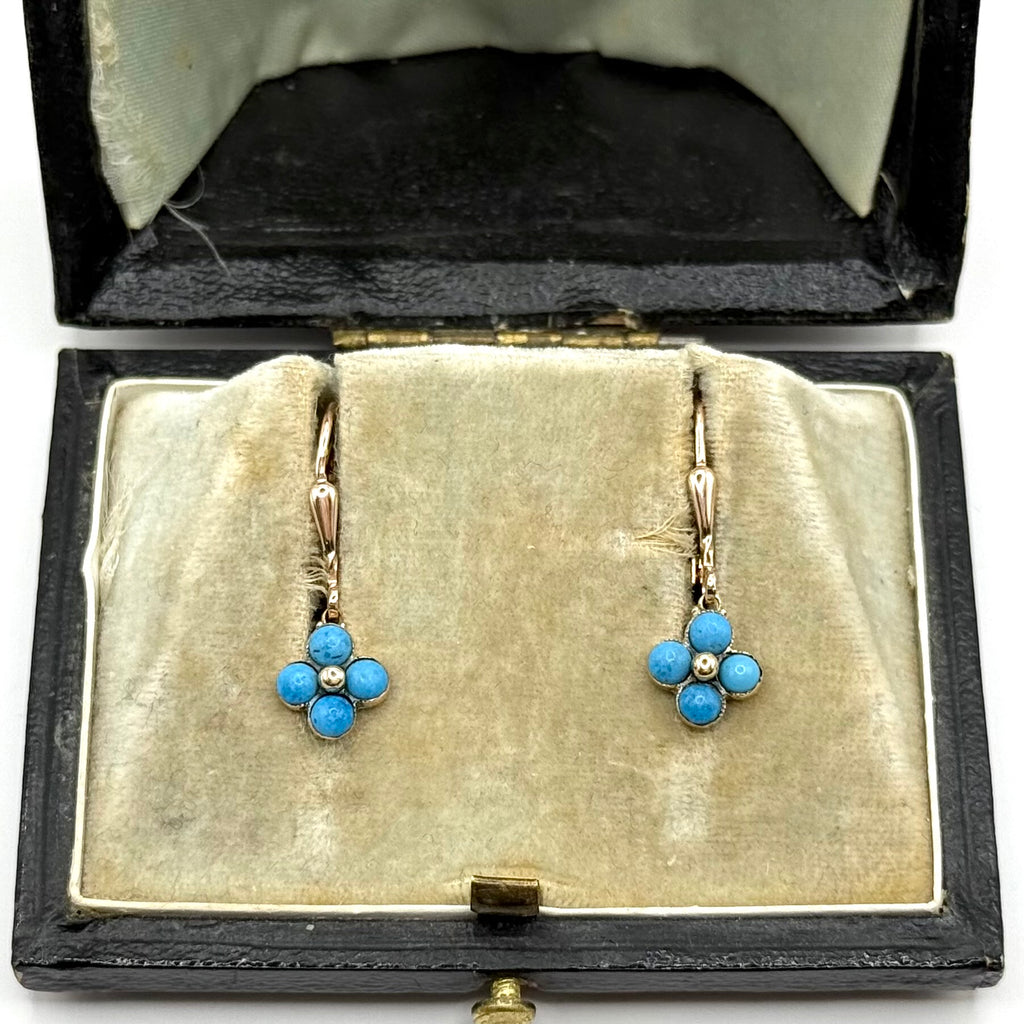 R369. Pendientes de oro Art Déco con turquesa.