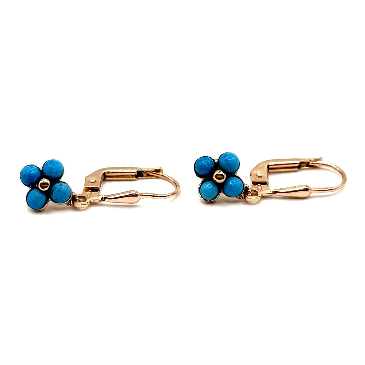 R369. Pendientes de oro Art Déco con turquesa.